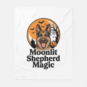Halloween Deutscher Schäferhund Gruseliger Mond Hu Fleecedecke