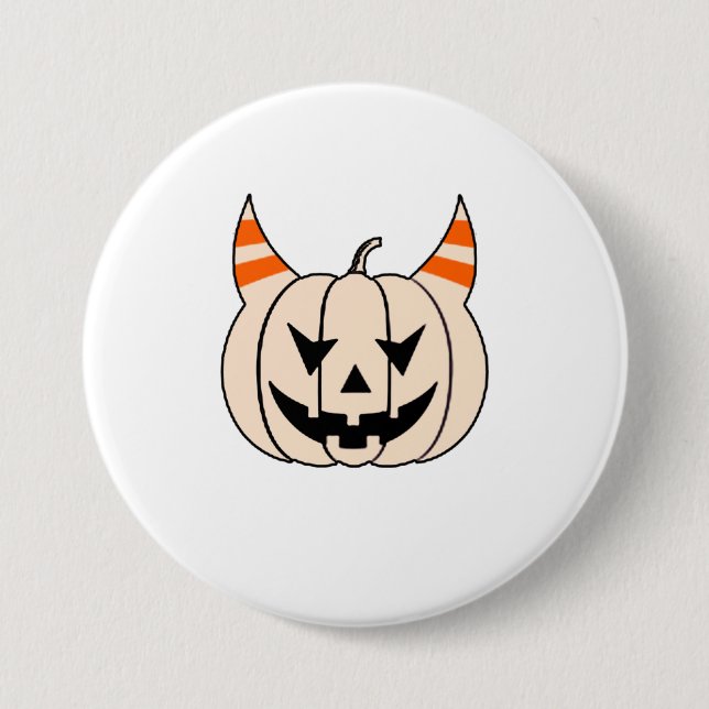 Halloween Devil Horns Kürbislaterne Pumpkin Button (Vorderseite)
