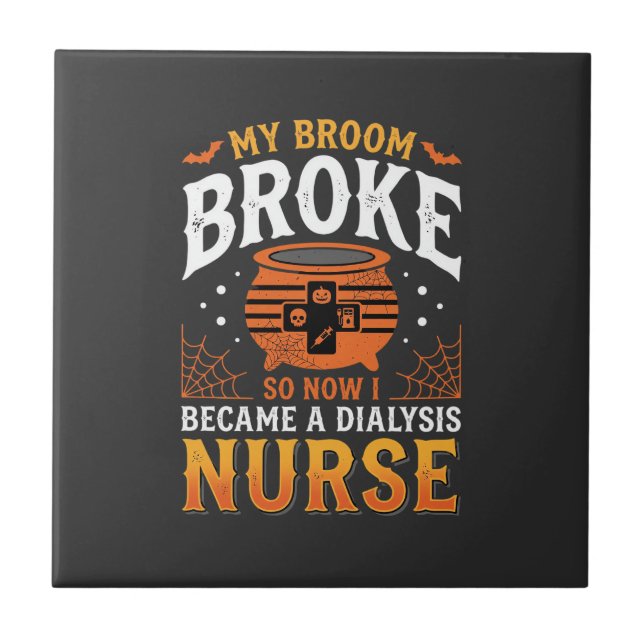 Halloween-Dialyse-Krankenschwester Besen Brach Des Fliese (Vorderseite)
