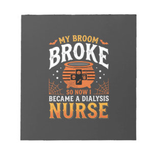 Halloween-Dialyse-Krankenschwester Besen Brach Des Notizblock