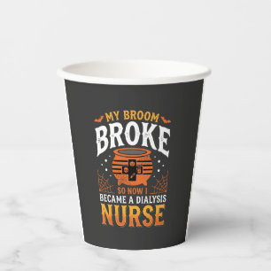 Halloween-Dialyse-Krankenschwester Besen Brach Des Pappbecher