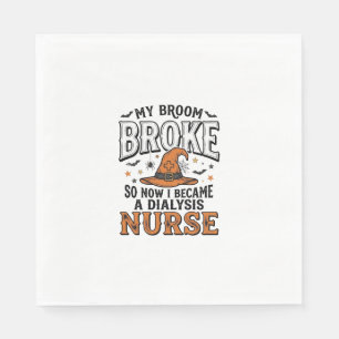 Halloween-Dialyse-Krankenschwester-Hexenbesen-zerb Serviette