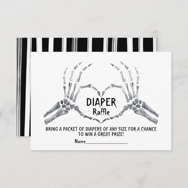 Halloween Diaper Raffle Skelettknechtnistendusche Einladung (Vorne/Hinten)