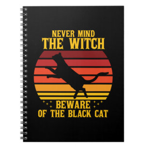 Halloween, die Hexe hüte dich vor der Katze Notizblock