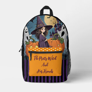Halloween, Die hübsche Hexe und ihre Freunde Bedruckter Rucksack