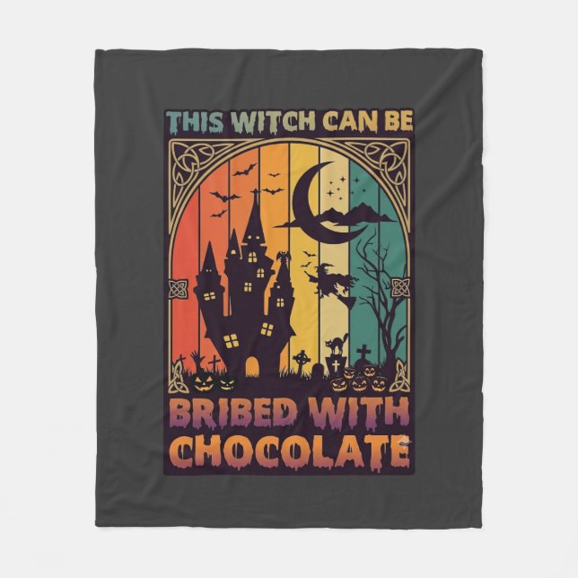 Halloween Diese Hexe kann mit Schokolade bestochen Fleecedecke (Vorderseite)