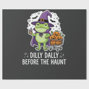 Halloween Dilly Dally Frosch Hexe Kürbis Karren Geschenkpapier