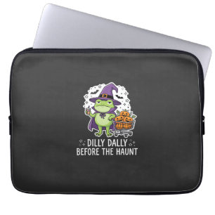 Halloween Dilly Dally Frosch Hexe Kürbis Karren Laptopschutzhülle