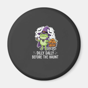 Halloween Dilly Dally Frosch Hexe Kürbis Karren Magnet