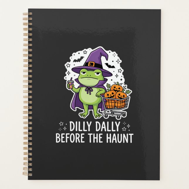 Halloween Dilly Dally Frosch Hexe Kürbis Karren Planer (Vorderseite)