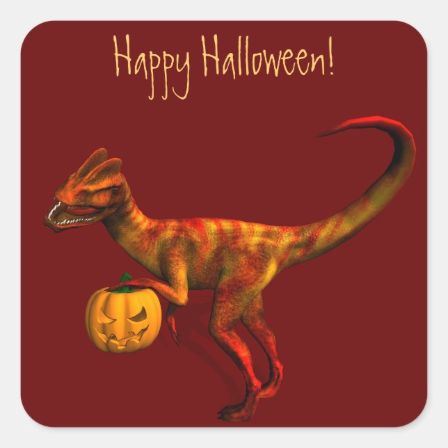 Halloween Dilophosaurus Quadratischer Aufkleber (Vorderseite)