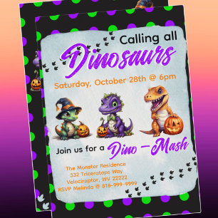 Halloween Dinosaur Dino-Mash-Party Einladung