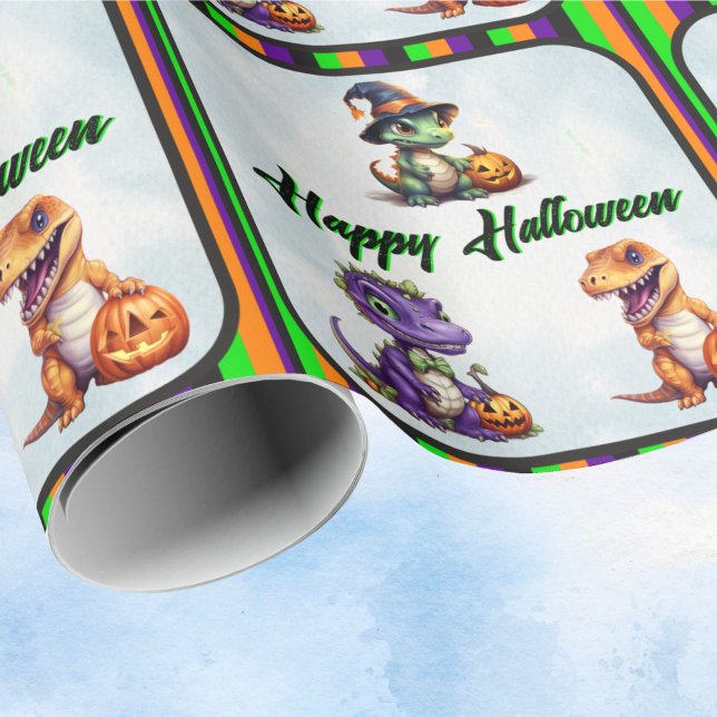Halloween Dinosaur Dino-Mash-Party Geschenkpapier (Halloween Dino Wrapping Paper)