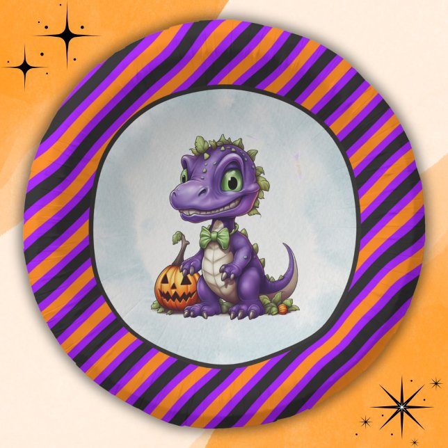 Halloween Dinosaur Dino-Mash-Party Pappteller (Dino Halloween Bowls)