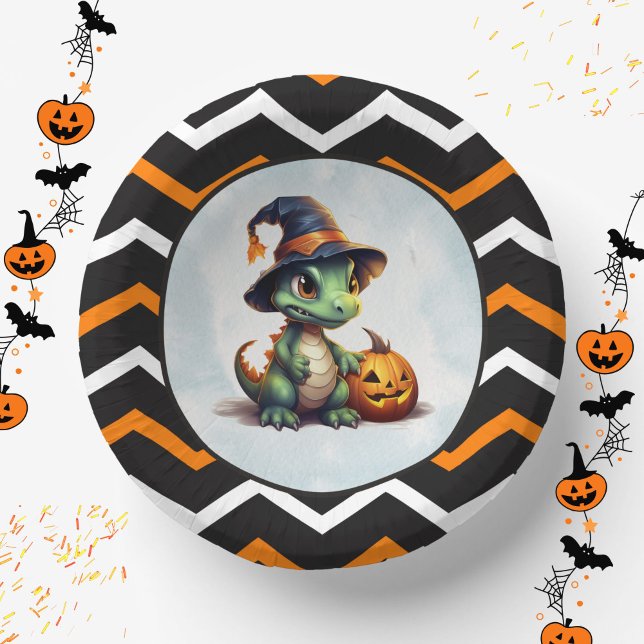 Halloween Dinosaur Dino-Mash-Party Pappteller (Halloween Dino Bowls)