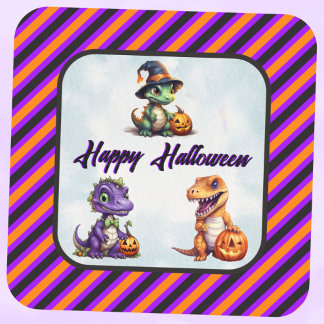 Halloween Dinosaur Dino-Mash-Party Quadratischer Aufkleber