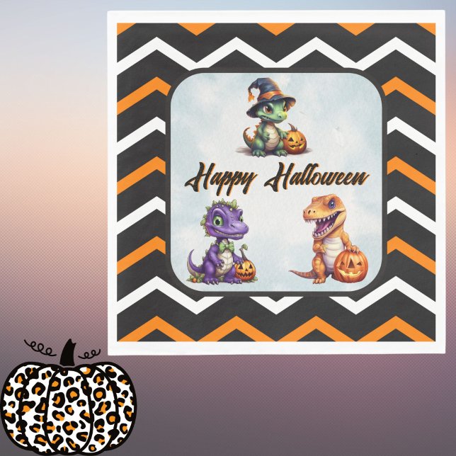 Halloween Dinosaur Dino-Mash-Party Serviette (Happy Halloween Dino Napkins)