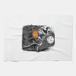 Halloween-Dinosaur-Skelett-Kürbis-Vintage-Shirt Geschirrtuch