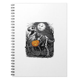 Halloween-Dinosaur-Skelett-Kürbis-Vintage-Shirt Notizblock