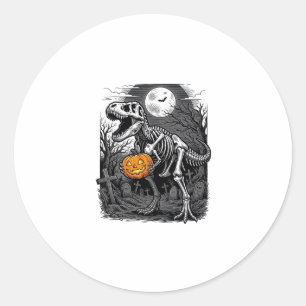 Halloween-Dinosaur-Skelett-Kürbis-Vintage-Shirt Runder Aufkleber