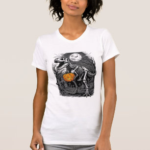 Halloween-Dinosaur-Skelett-Kürbis-Vintage-Shirt T-Shirt
