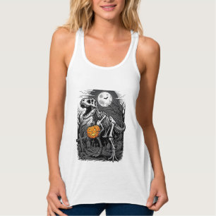 Halloween-Dinosaur-Skelett-Kürbis-Vintage-Shirt Tank Top