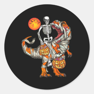 Halloween Dinosaur Skelett T Rex Gruseliger Kürbis Runder Aufkleber