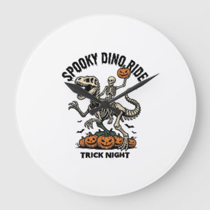 Halloween-Dinosaur-Skelett Vintage-Trick-Ride_1 Große Wanduhr