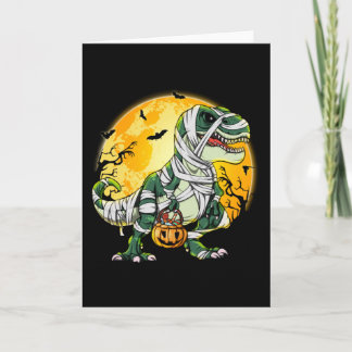 Halloween Dinosaur T-rex Mummy Pumpkin Karte