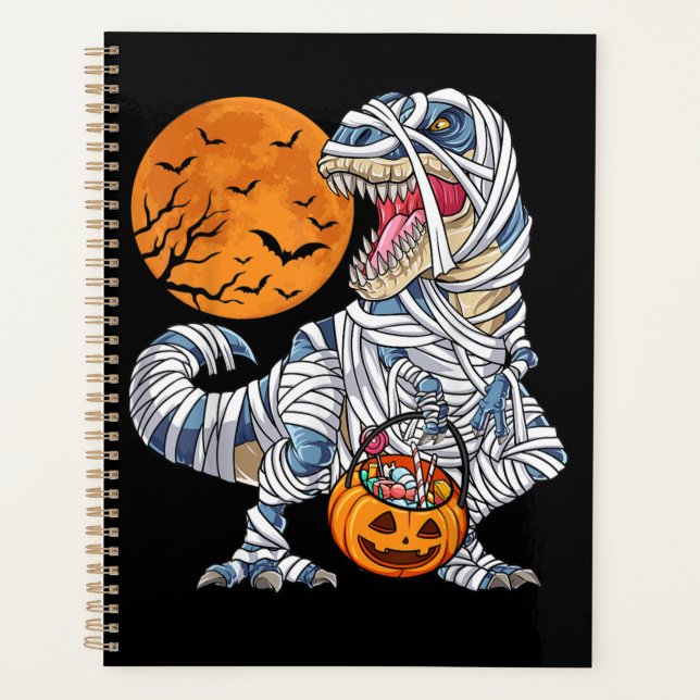 Halloween Dinosaur T rex Mummy Pumpkin Planer (Vorderseite)