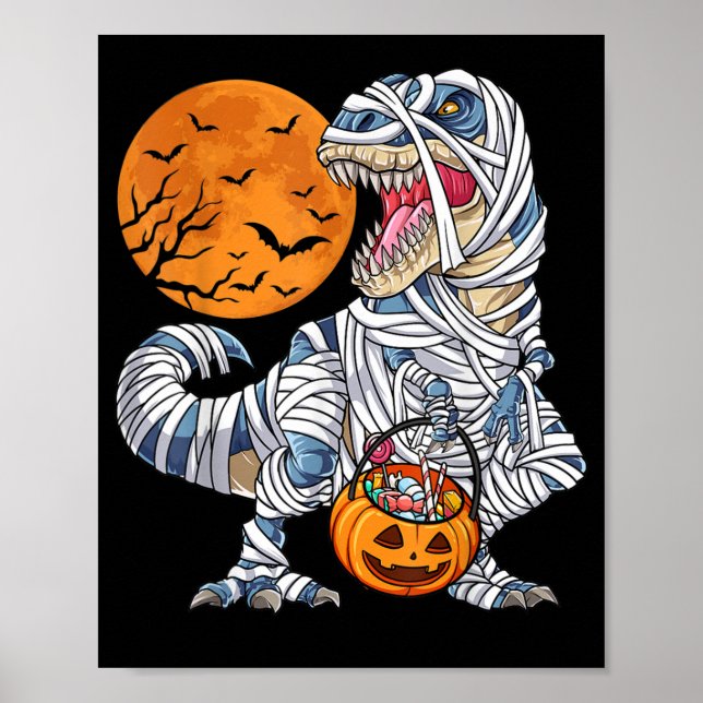 Halloween Dinosaur T rex Mummy Pumpkin Poster (Vorne)
