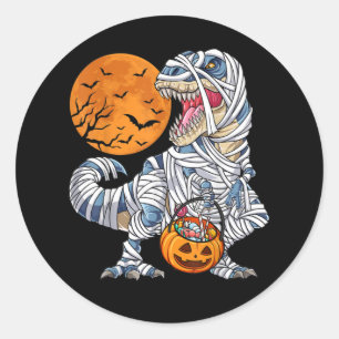 Halloween Dinosaur T rex Mummy Pumpkin Runder Aufkleber
