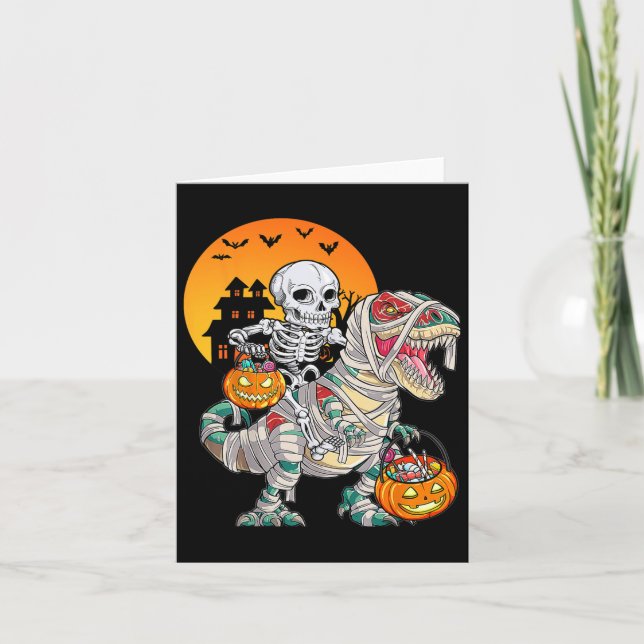 Halloween Dinosaur T Rex Skeleton Beängstigend Boy Karte (Vorderseite)