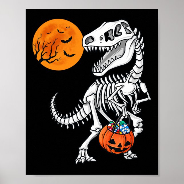Halloween Dinosaur T Rex Skeleton Beängstigend Boy Poster (Vorne)