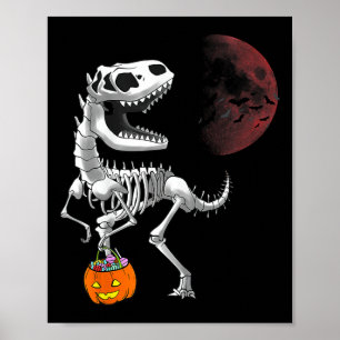 Halloween Dinosaur T Rex Skeleton Beängstigend Boy Poster