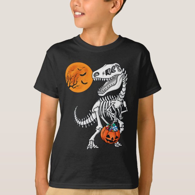 Halloween Dinosaur T Rex Skeleton Beängstigend Boy T-Shirt (Vorderseite)