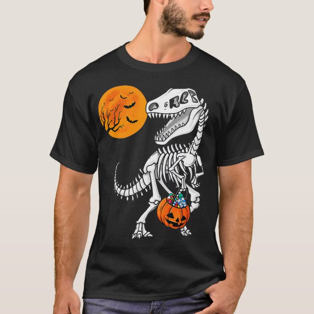 Halloween Dinosaur T Rex Skeleton Scary Boys T-Shirt (Vorderseite)
