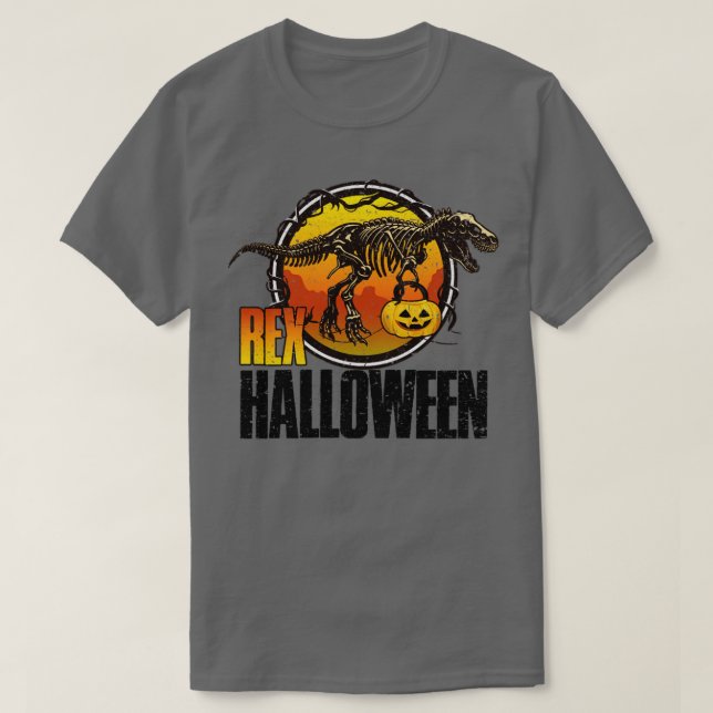 Halloween Dinosaur T Rex Skeleton T-Shirt (Design vorne)