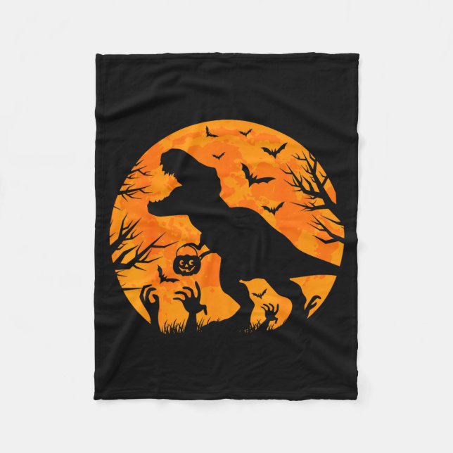 Halloween-Dinosaurier T Rex mit Kürbis-Dinosaurier Fleecedecke (Vorderseite)