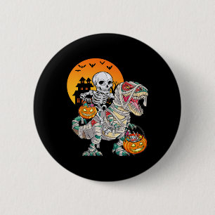 Halloween-Dinosaurier T Rex Skelett Gruselige Jung Button