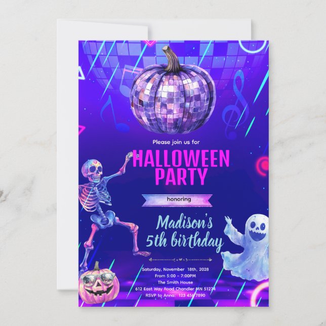 Halloween-Disco-Party-Einladung Einladung (Vorderseite)