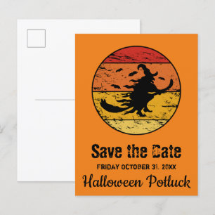 Halloween-Distressed-Vintage-Hexe 2 Retro-Sonnenun Ankündigungspostkarte