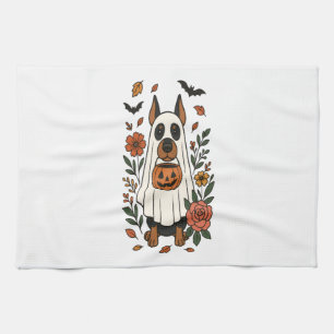 Halloween Doberman Pinscher Blume Geschirrtuch