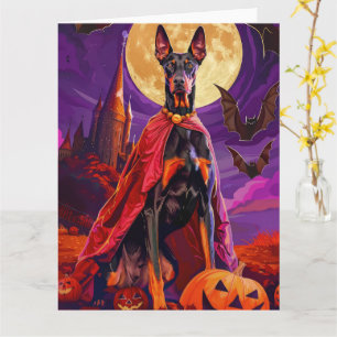 Halloween Doberman Vampire Pumpkins Beängstigend Karte