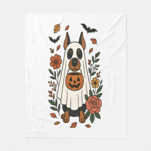 Halloween Dobermann Pinscher Blumen Fleecedecke
