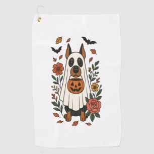 Halloween-Dobermann-Pinscher-Blumen Golfhandtuch