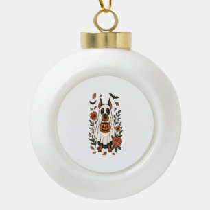 Halloween Dobermann Pinscher Blumen Keramik Kugel-Ornament