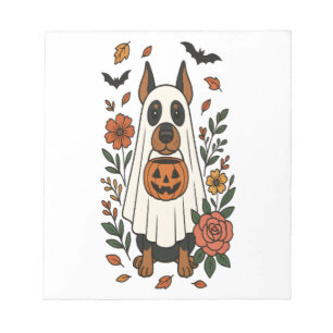 Halloween Dobermann Pinscher Blumen Notizblock