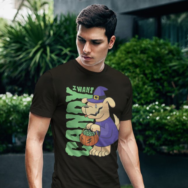 Halloween Dog Candy Quote T-Shirt (Von Creator hochgeladen)