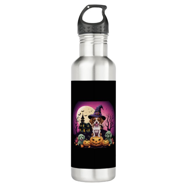 Halloween Dog Fall Lovers Edelstahlflasche (Vorderseite)